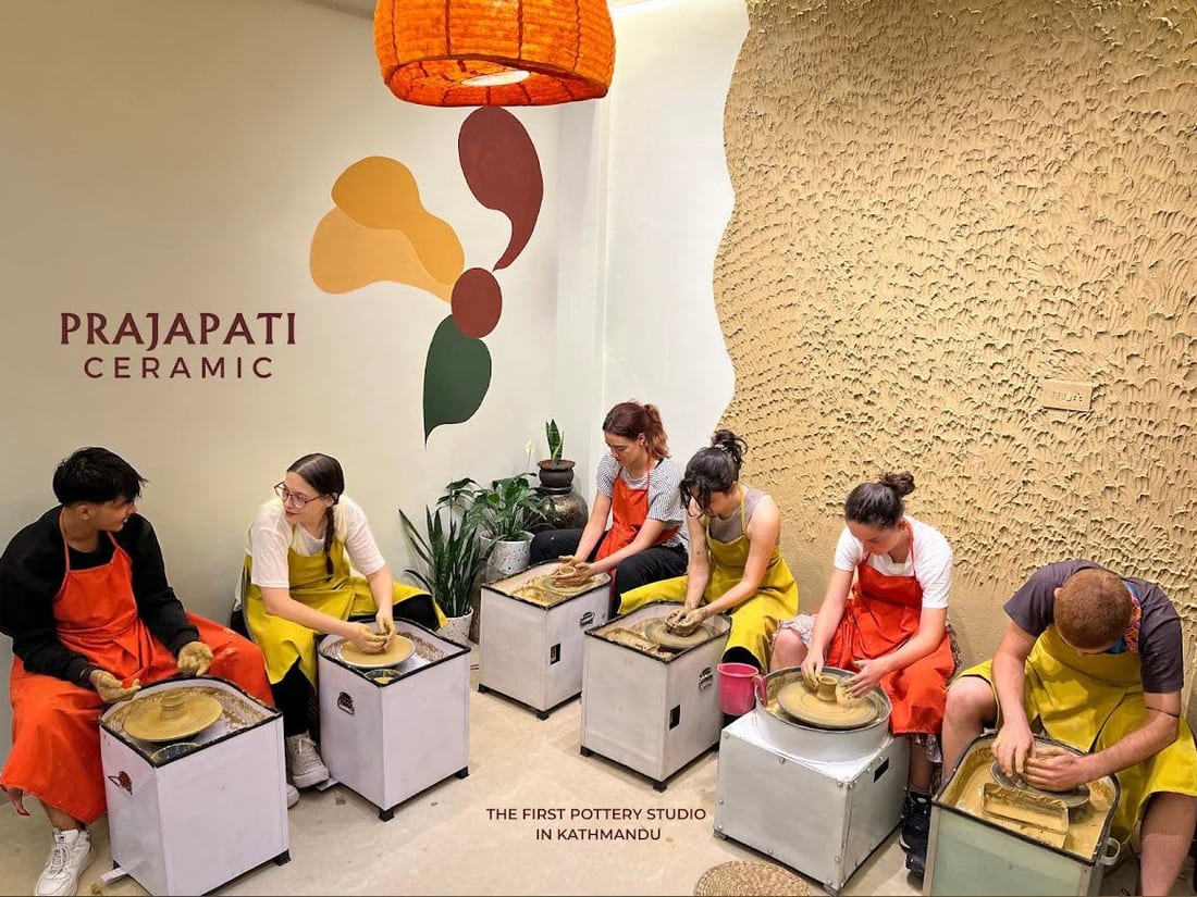 A shared pottery session at Prajapati Ceramic